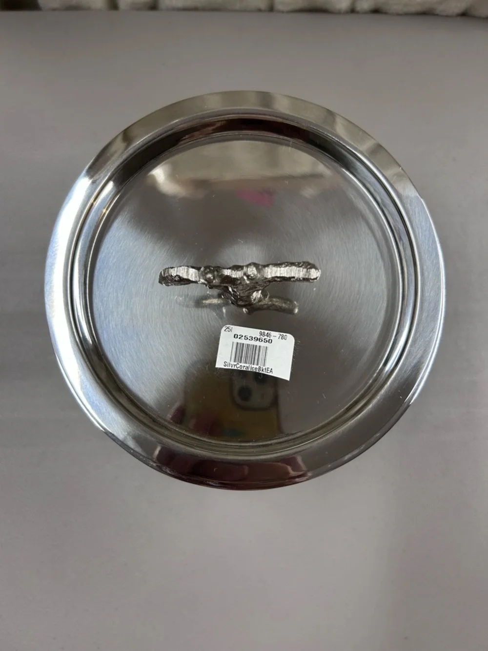 Pottery Barn Silver Coral Handcrafted Ice Bucket Aluminum Steel Nickel Finish